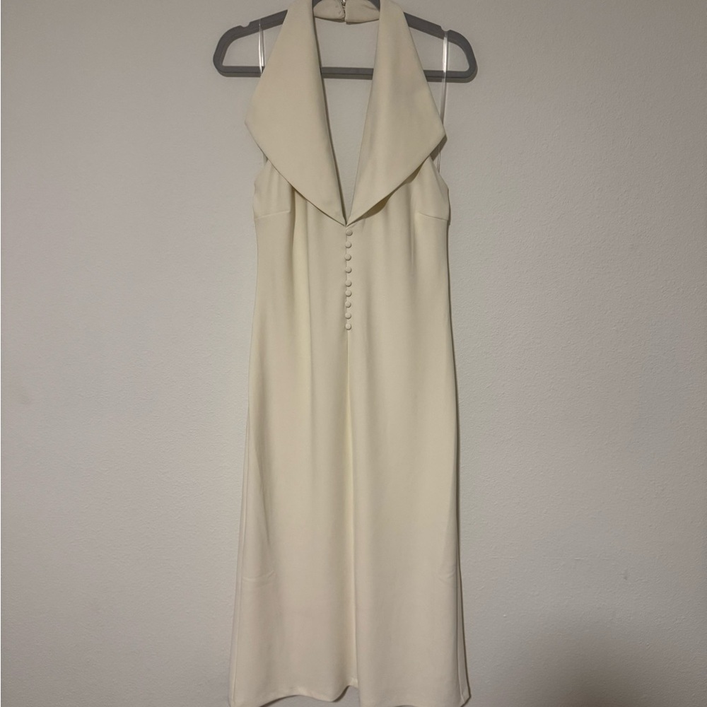 Meshki Cream Halter Midi Dress